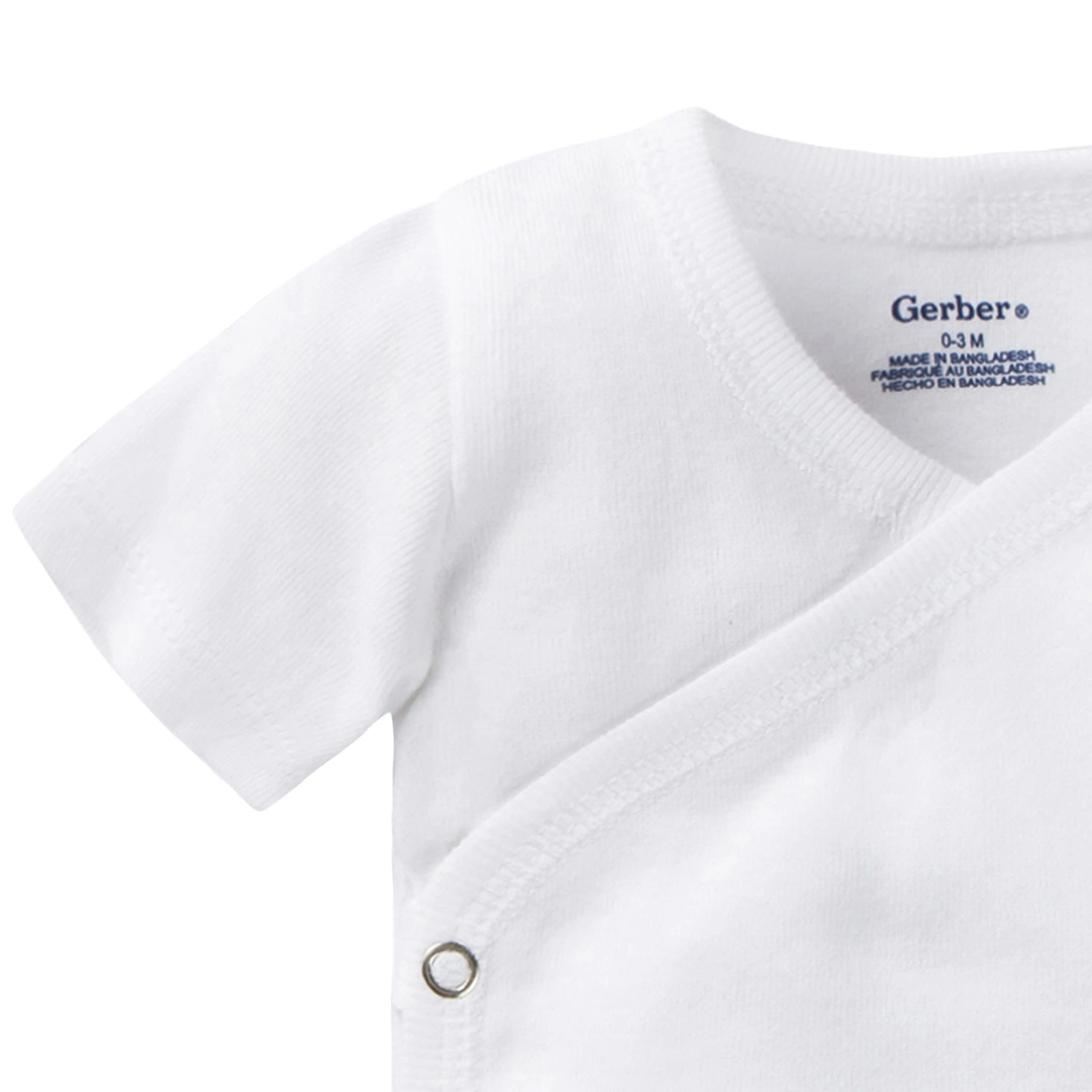4-Pack Baby Neutral White Organic Short Sleeve Side Snap Shirt
