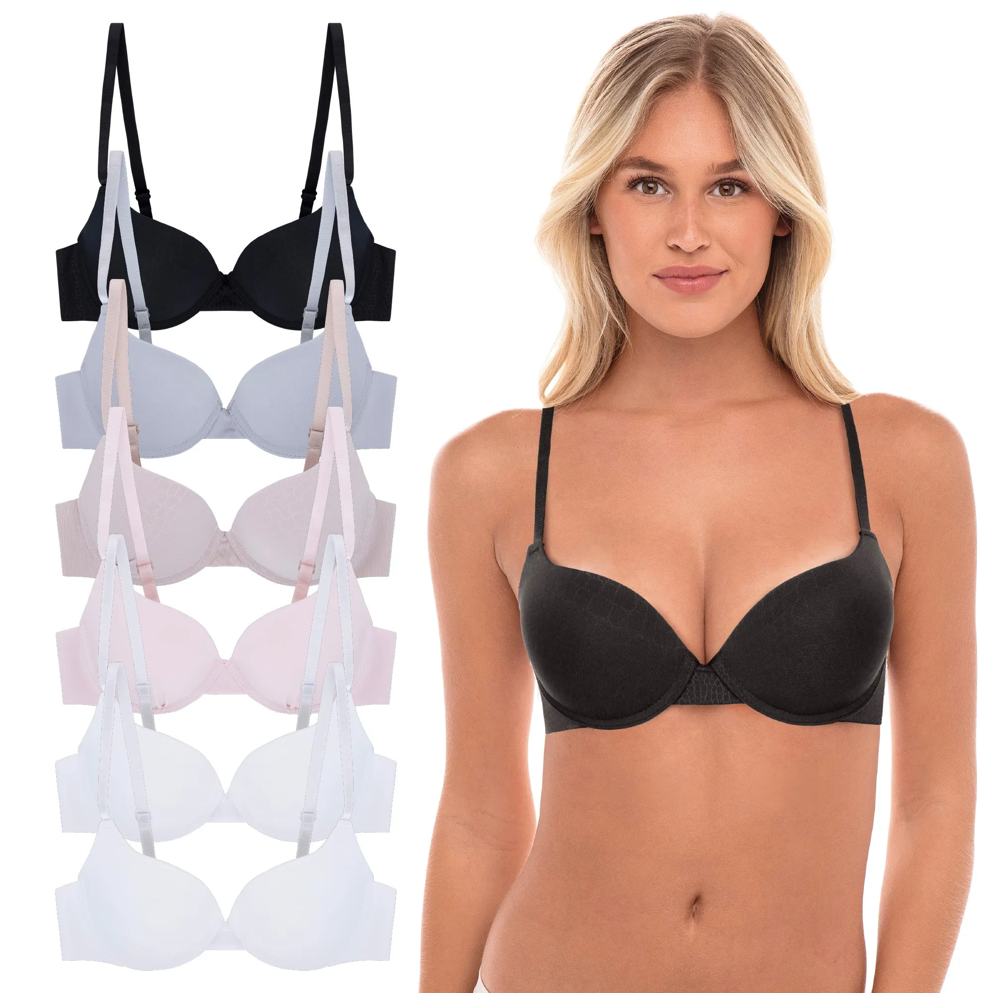 6 Pack Light Push Up Bras