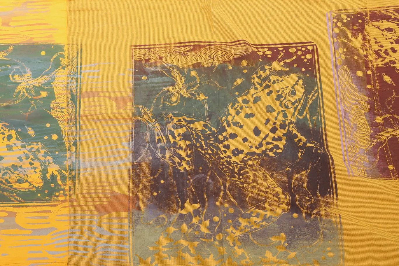 8001 Organic Stripe & Lawn Hand Printed Big Scarf-Marigold
