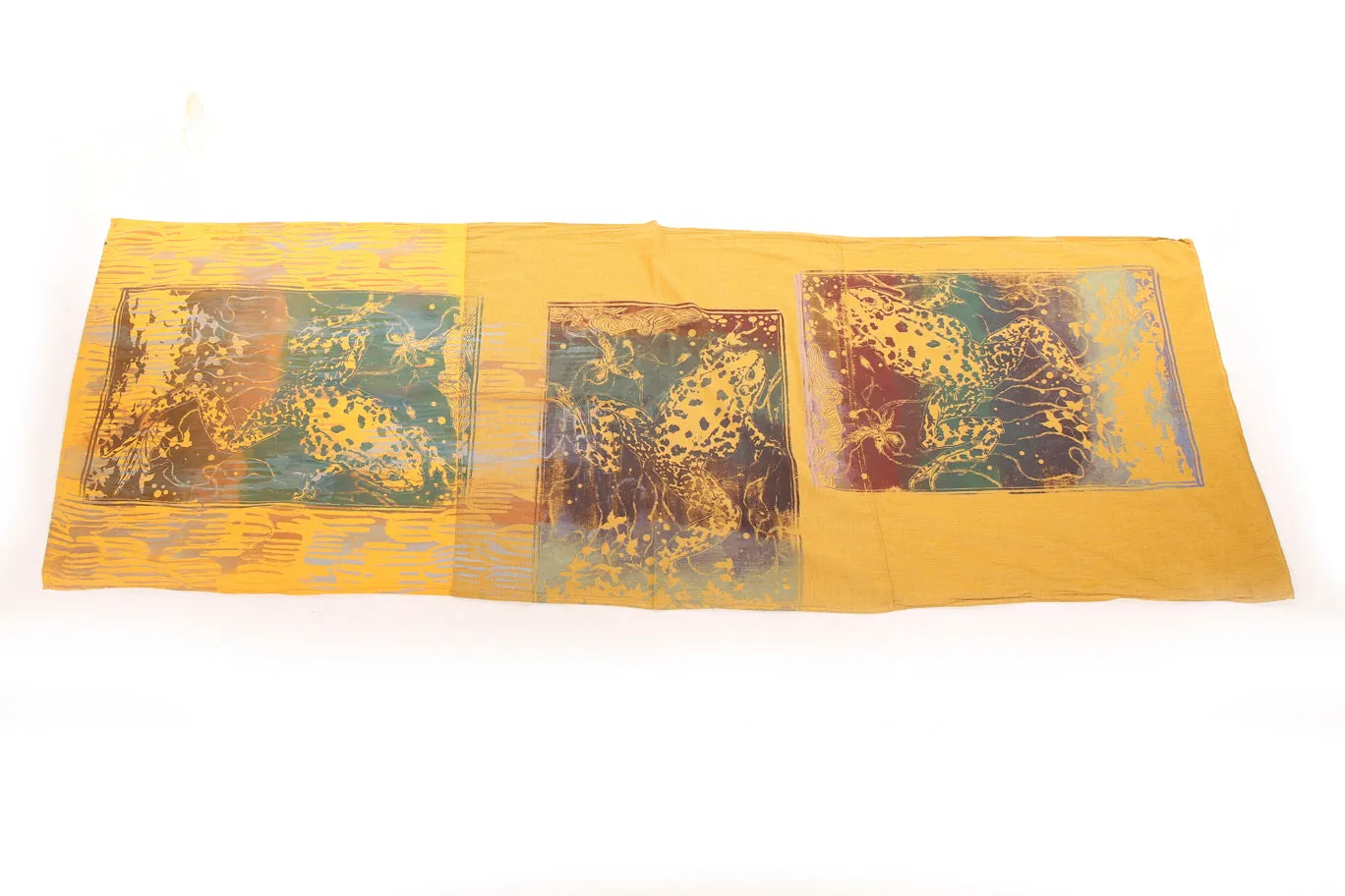 8001 Organic Stripe & Lawn Hand Printed Big Scarf-Marigold