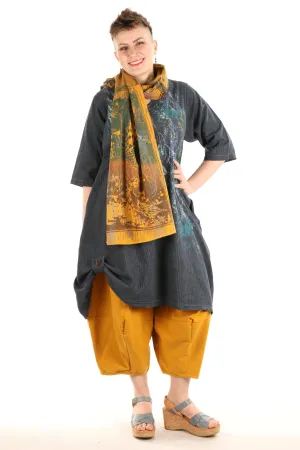 8001 Organic Stripe & Lawn Hand Printed Big Scarf-Marigold