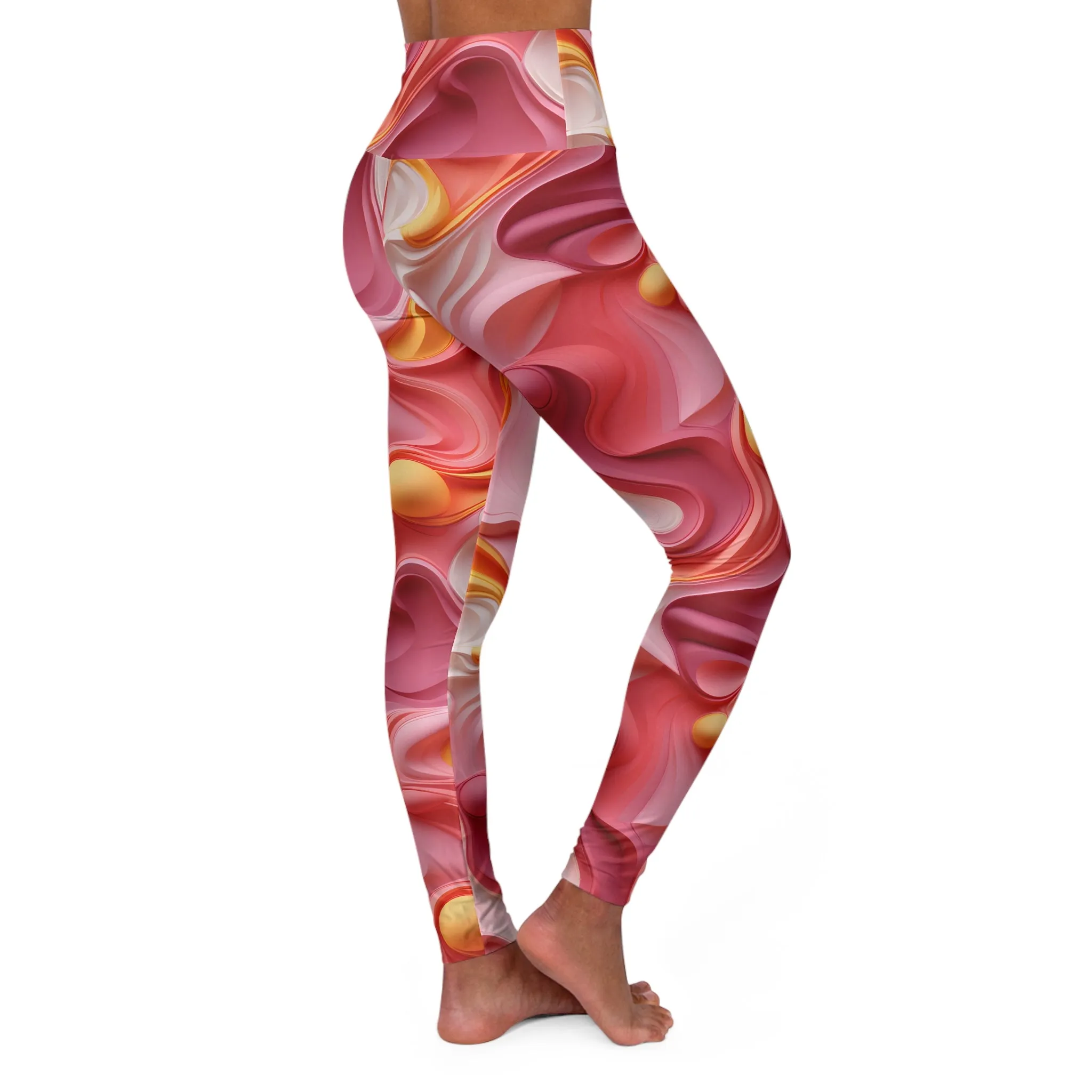 Abstract Swirl High Waisted Yoga Leggings - Stylish Fitness Wear for Women