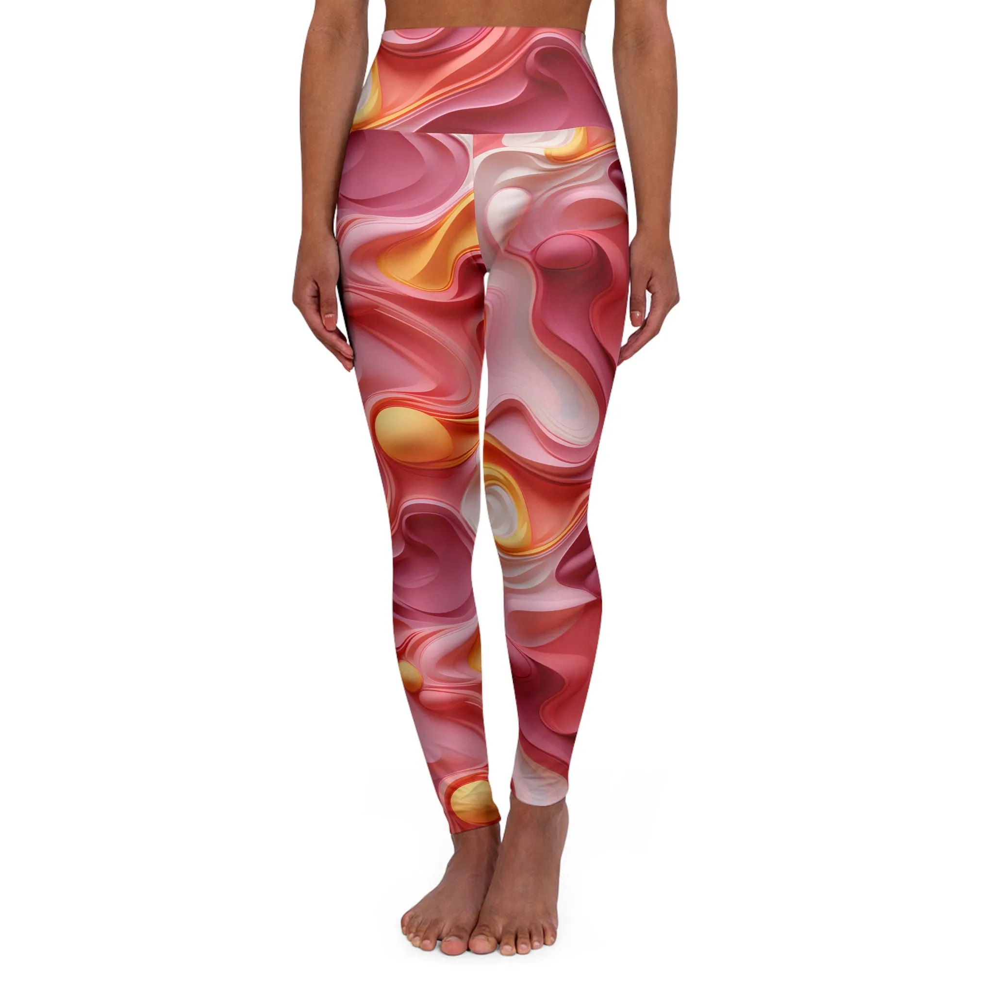 Abstract Swirl High Waisted Yoga Leggings - Stylish Fitness Wear for Women