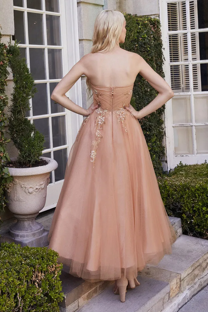 Andrea & Leo STRAPLESS TULLE TEA LENGTH DRESS-A1114