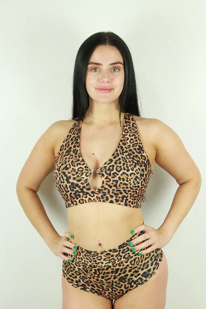 Animal Print Knot Sports Bra