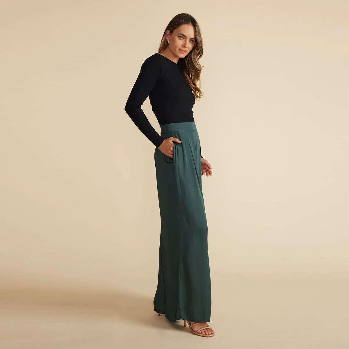 Anya Wide Leg Pant~Dark Teal