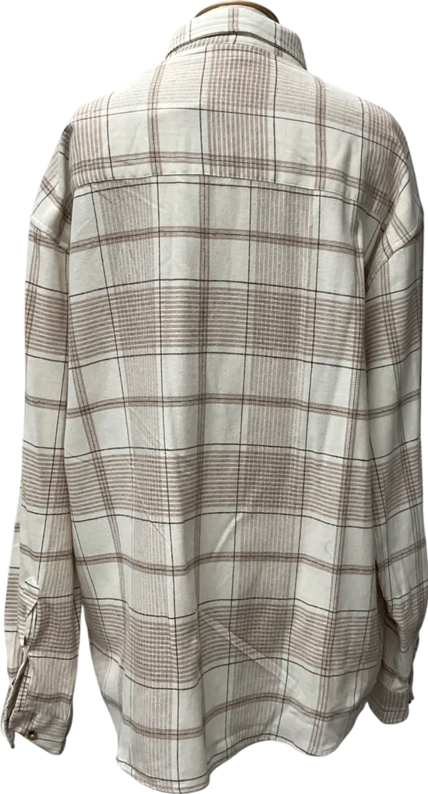ASOS Cream Shirt In Neutral Check With Badge Detail UK L
