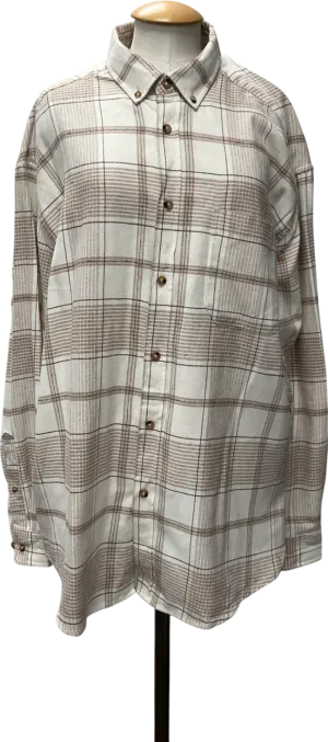 ASOS Cream Shirt In Neutral Check With Badge Detail UK L