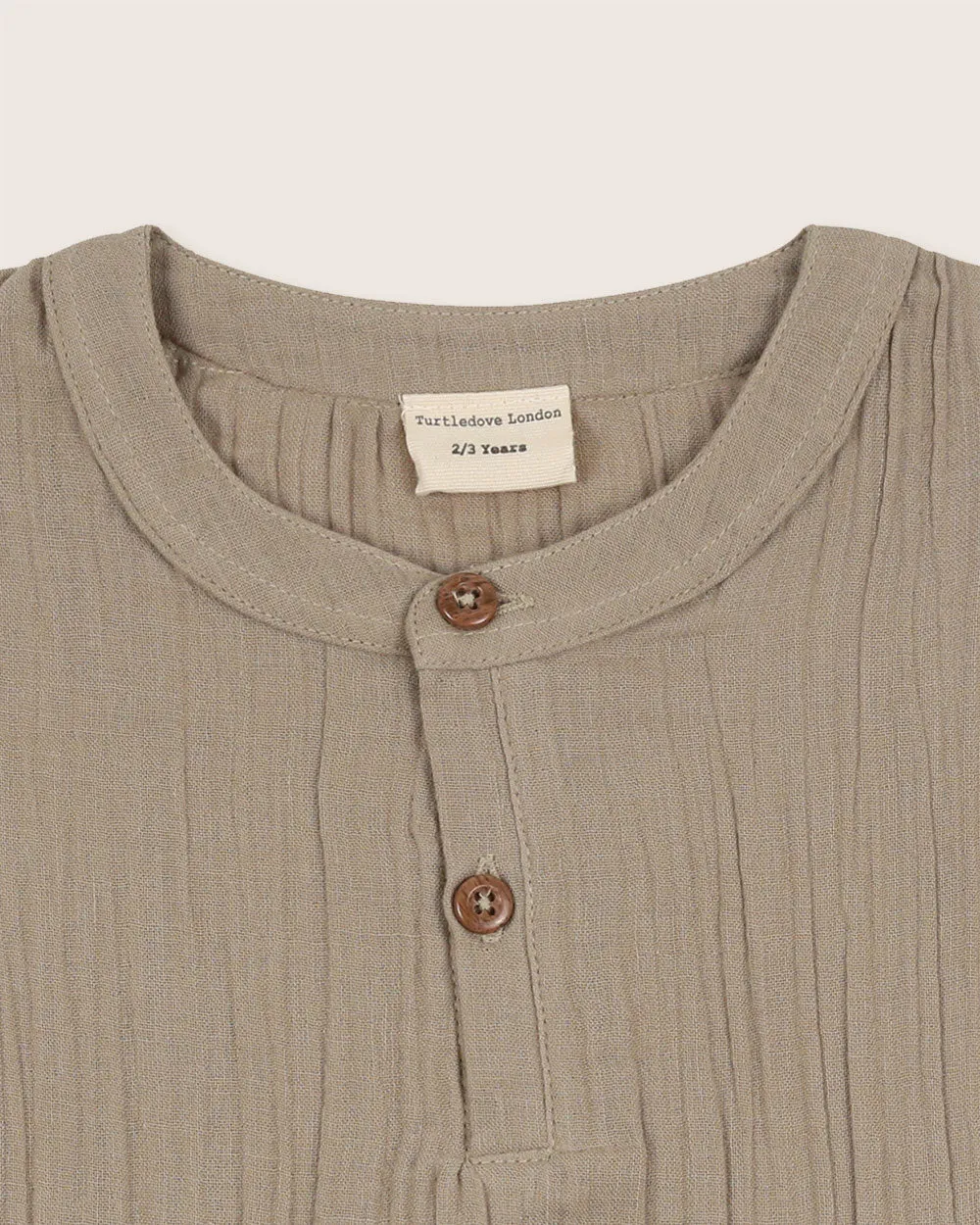 Beige Mandarin Collar Shirt