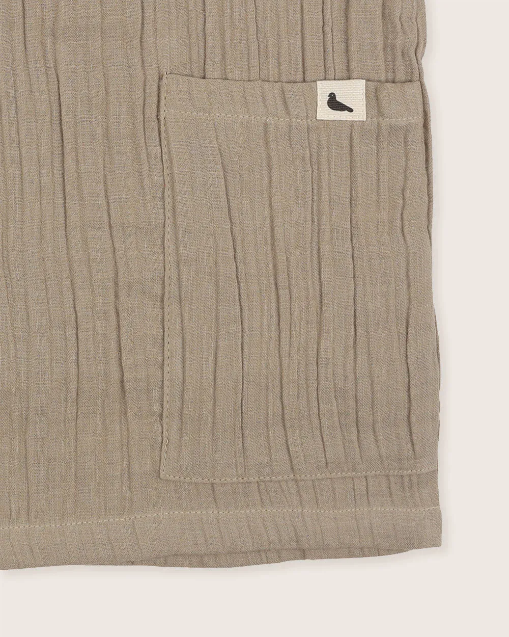 Beige Mandarin Collar Shirt