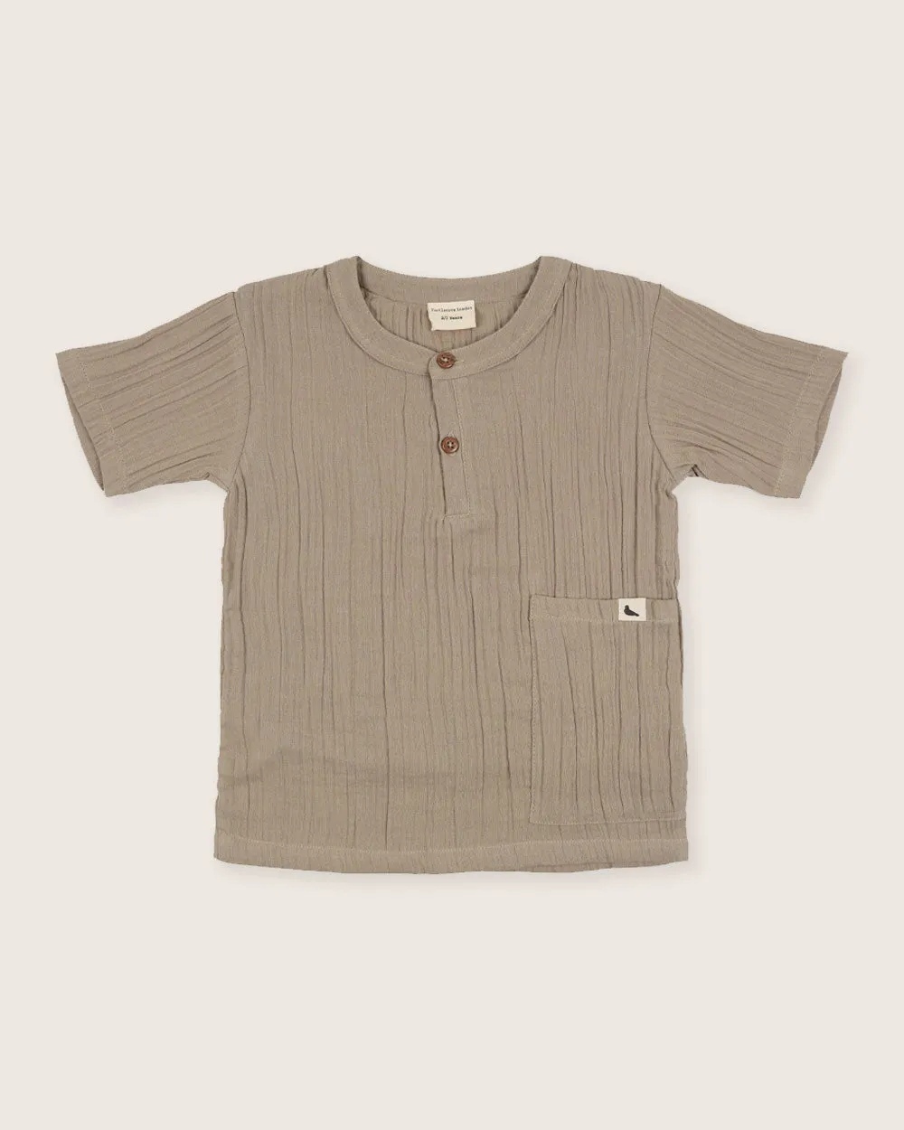 Beige Mandarin Collar Shirt