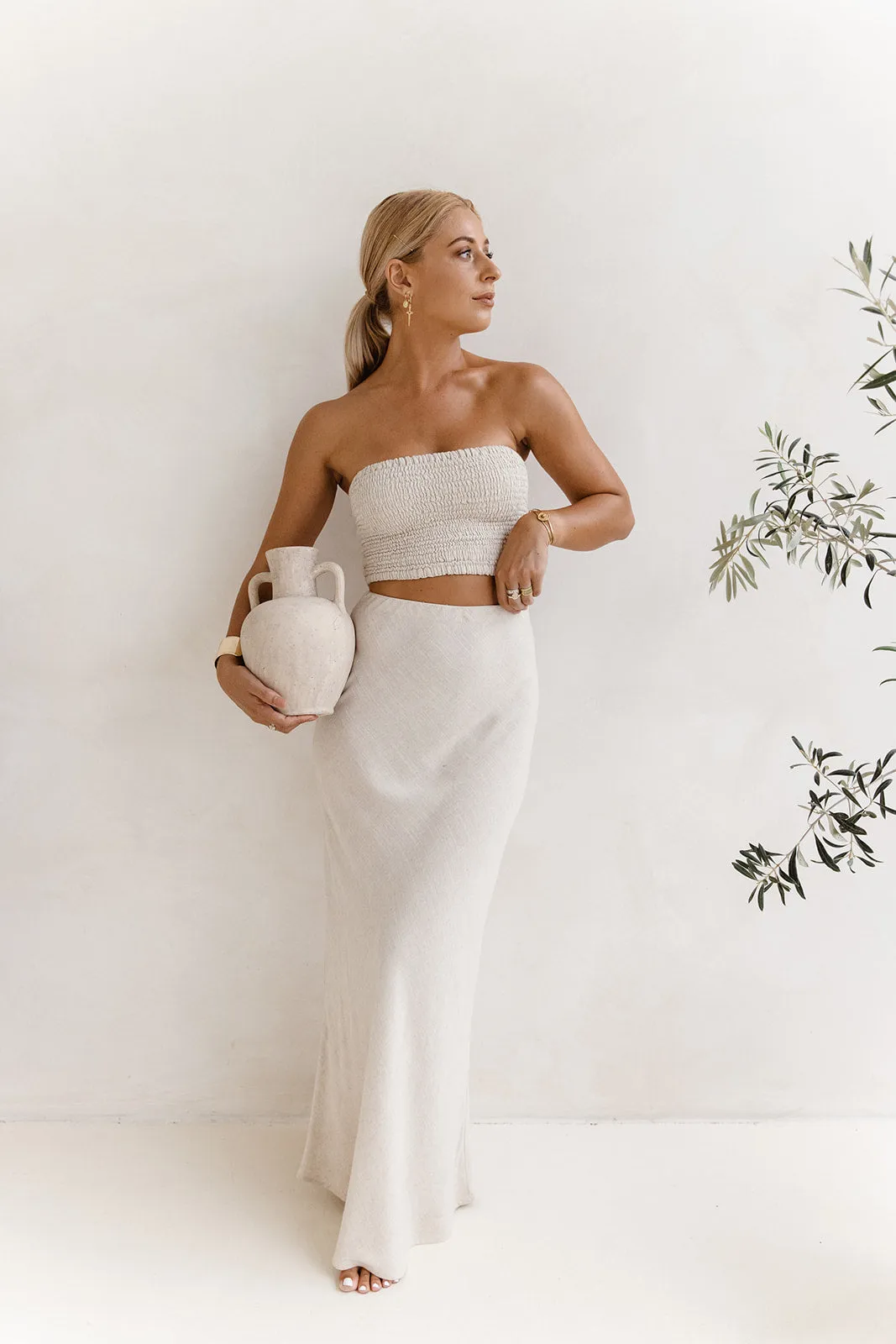 Bella Bias Cut Skirt - Sand
