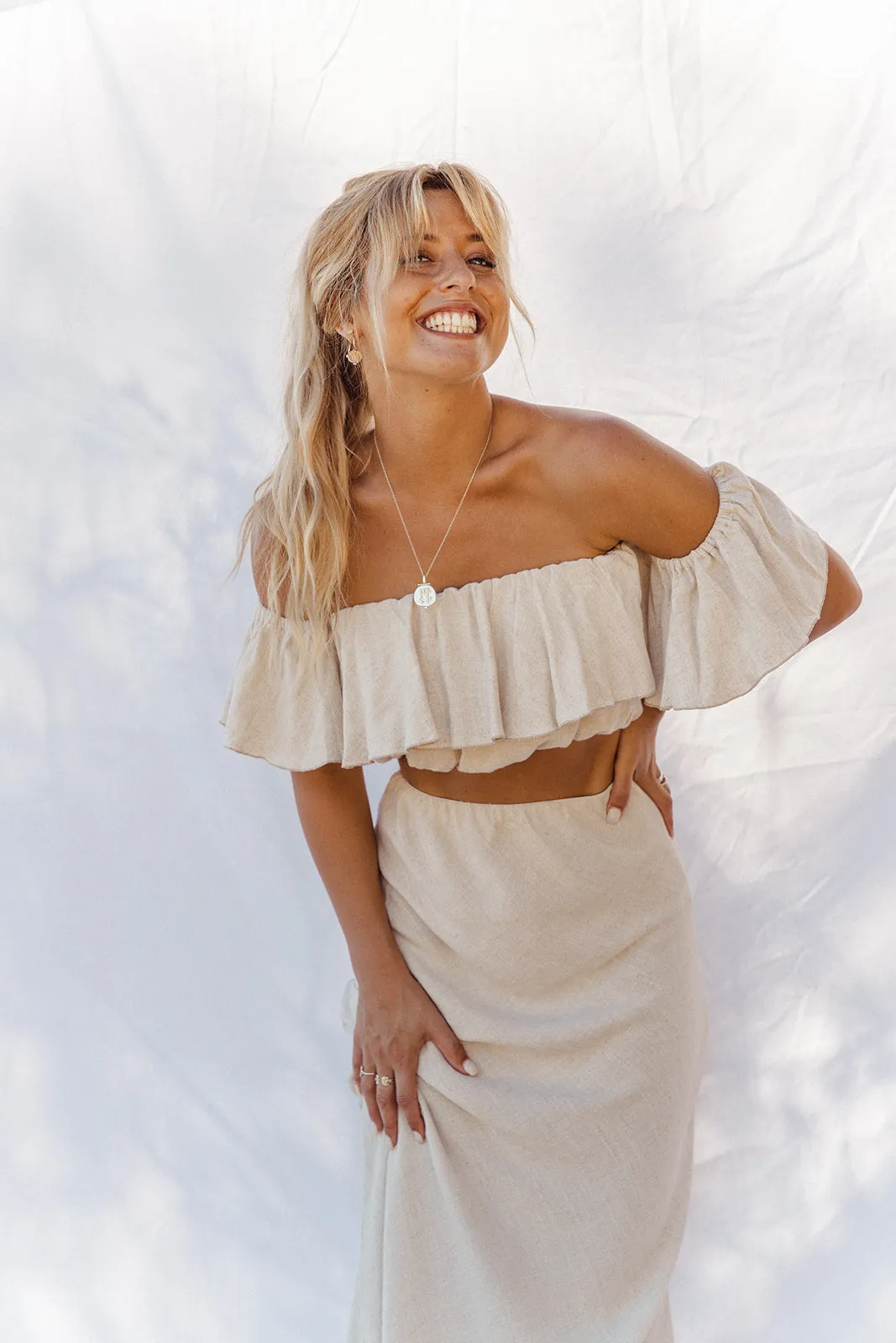 Bella Bias Cut Skirt - Sand