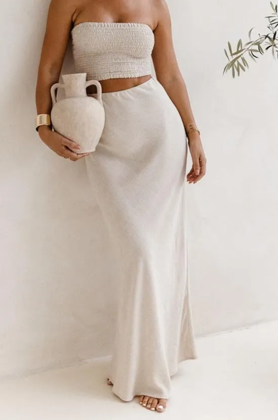 Bella Bias Cut Skirt - Sand