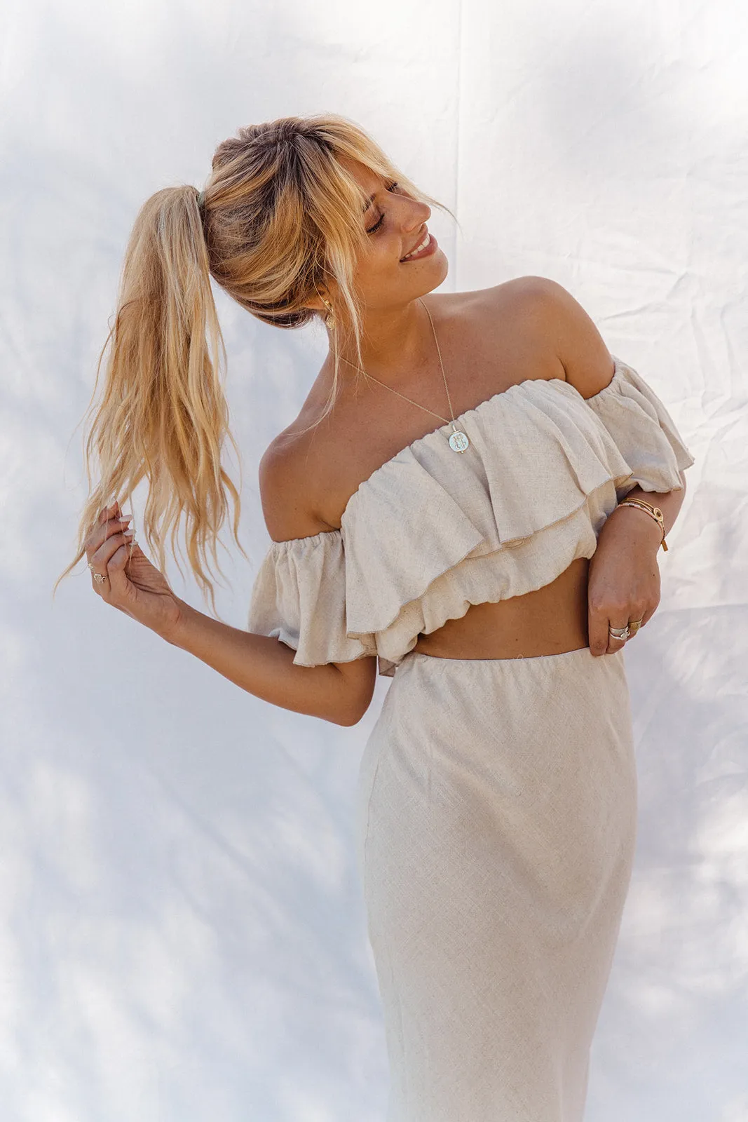 Bella Bias Cut Skirt - Sand