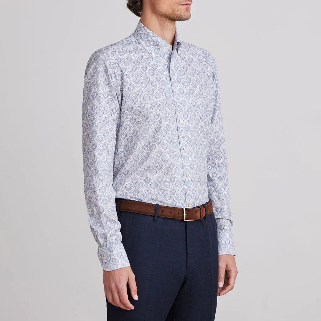 BELLAGIO MANDALA PAISLEY PRINT SHIRT - BRIGHT BLUE