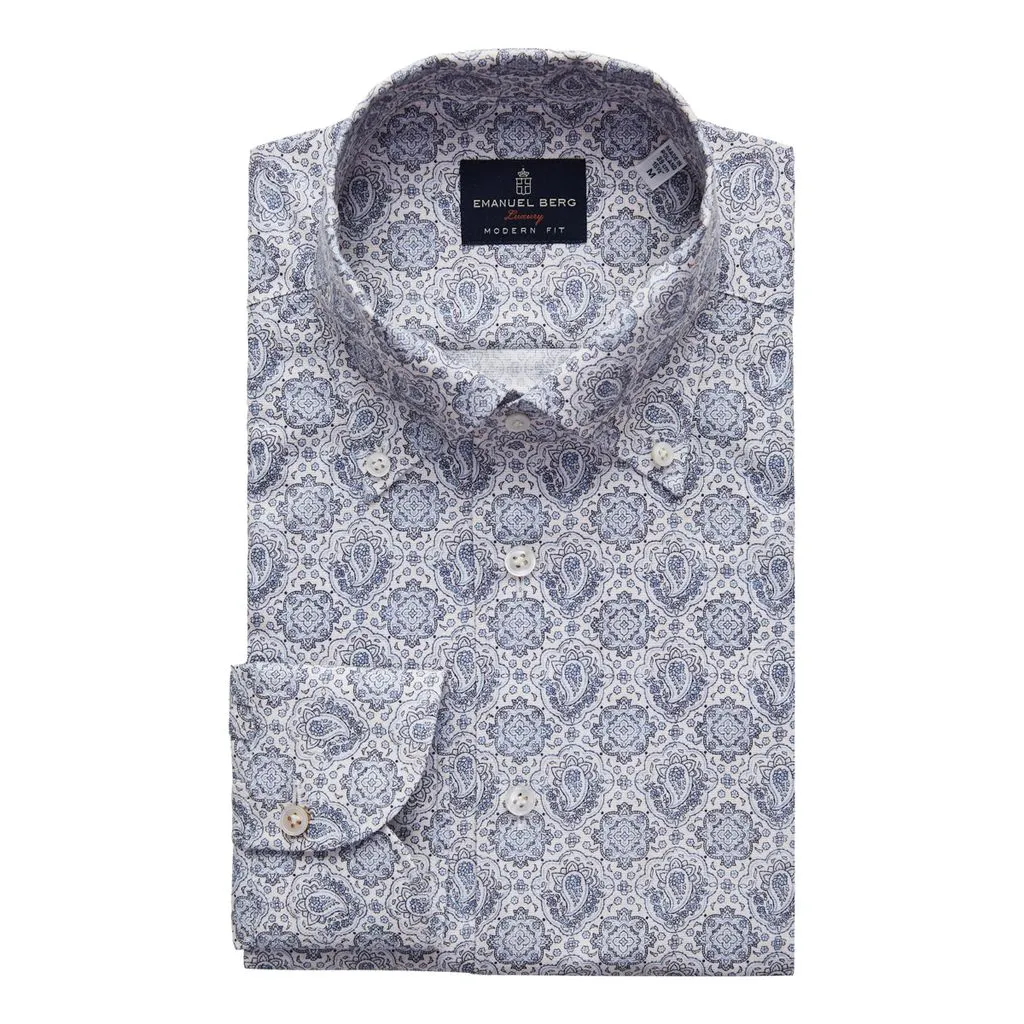 BELLAGIO MANDALA PAISLEY PRINT SHIRT - BRIGHT BLUE