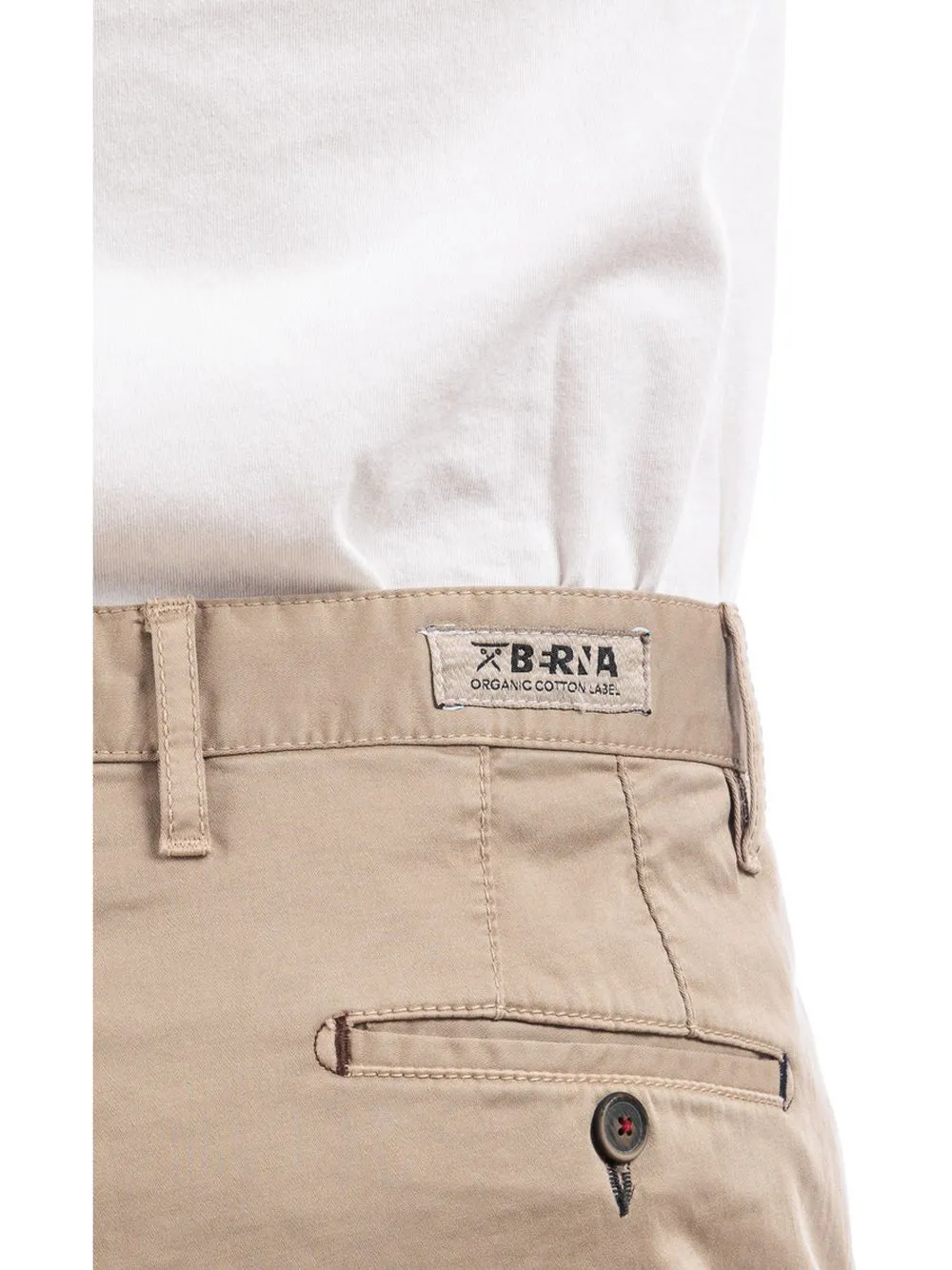 Berna M Chinos Slim Raso - Cammello