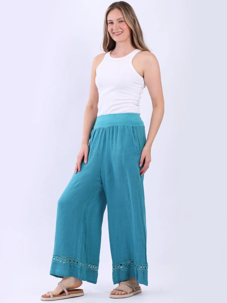 Bianca Linen Wide Legs Pants Teal