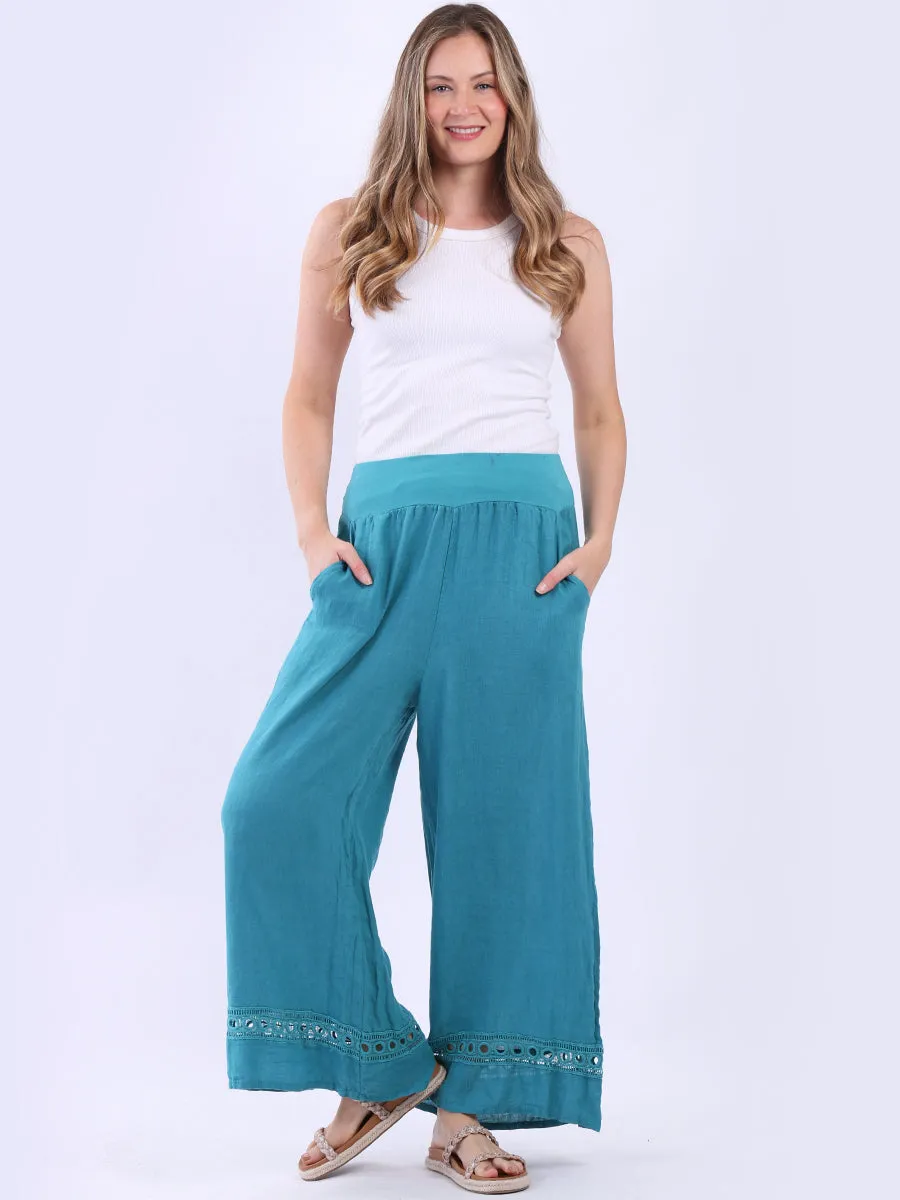 Bianca Linen Wide Legs Pants Teal