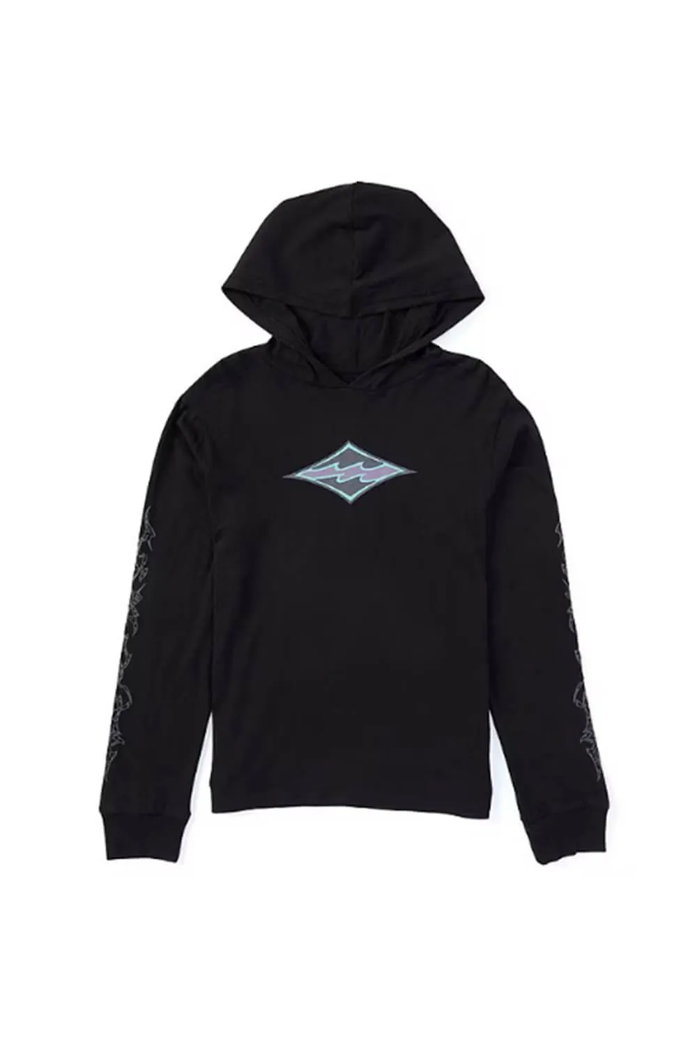 Billabong Youth Diamond Hooded Long Sleeve T-Shirt for Boys in Black | BSFHA41F-001-BLACK