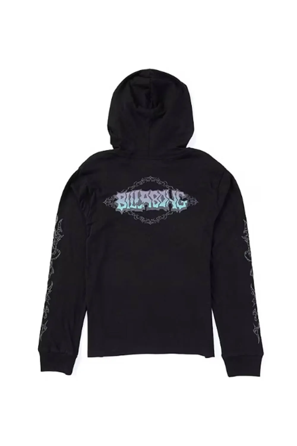 Billabong Youth Diamond Hooded Long Sleeve T-Shirt for Boys in Black | BSFHA41F-001-BLACK