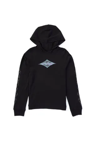 Billabong Youth Diamond Hooded Long Sleeve T-Shirt for Boys in Black | BSFHA41F-001-BLACK