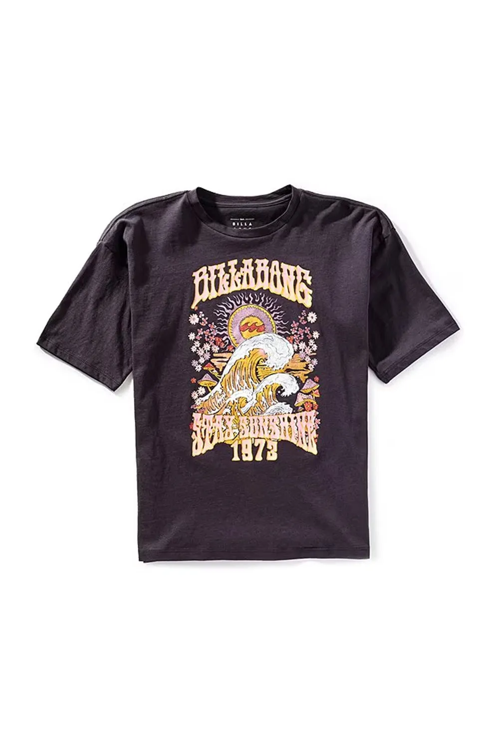 Billabong Youth Stay Sunshine Oversized Boyfriend T-Shirt for Girls in Black Sands | BSSIA63S-020