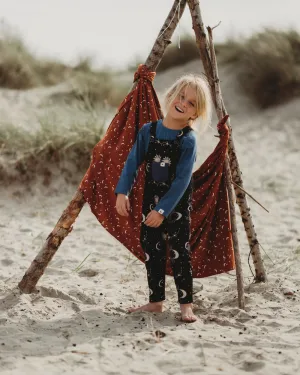 Black Celestial Print Dungarees