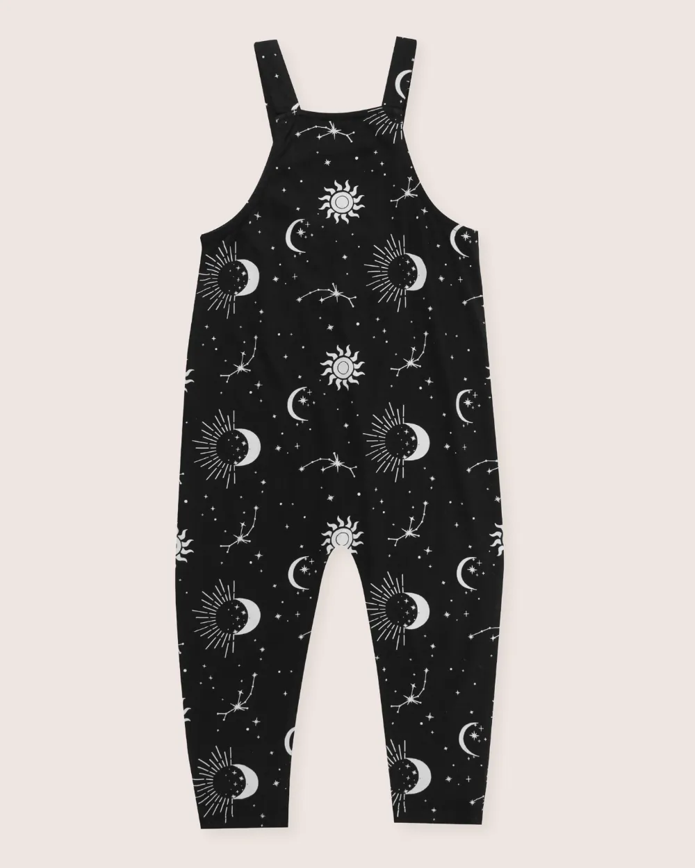 Black Celestial Print Dungarees