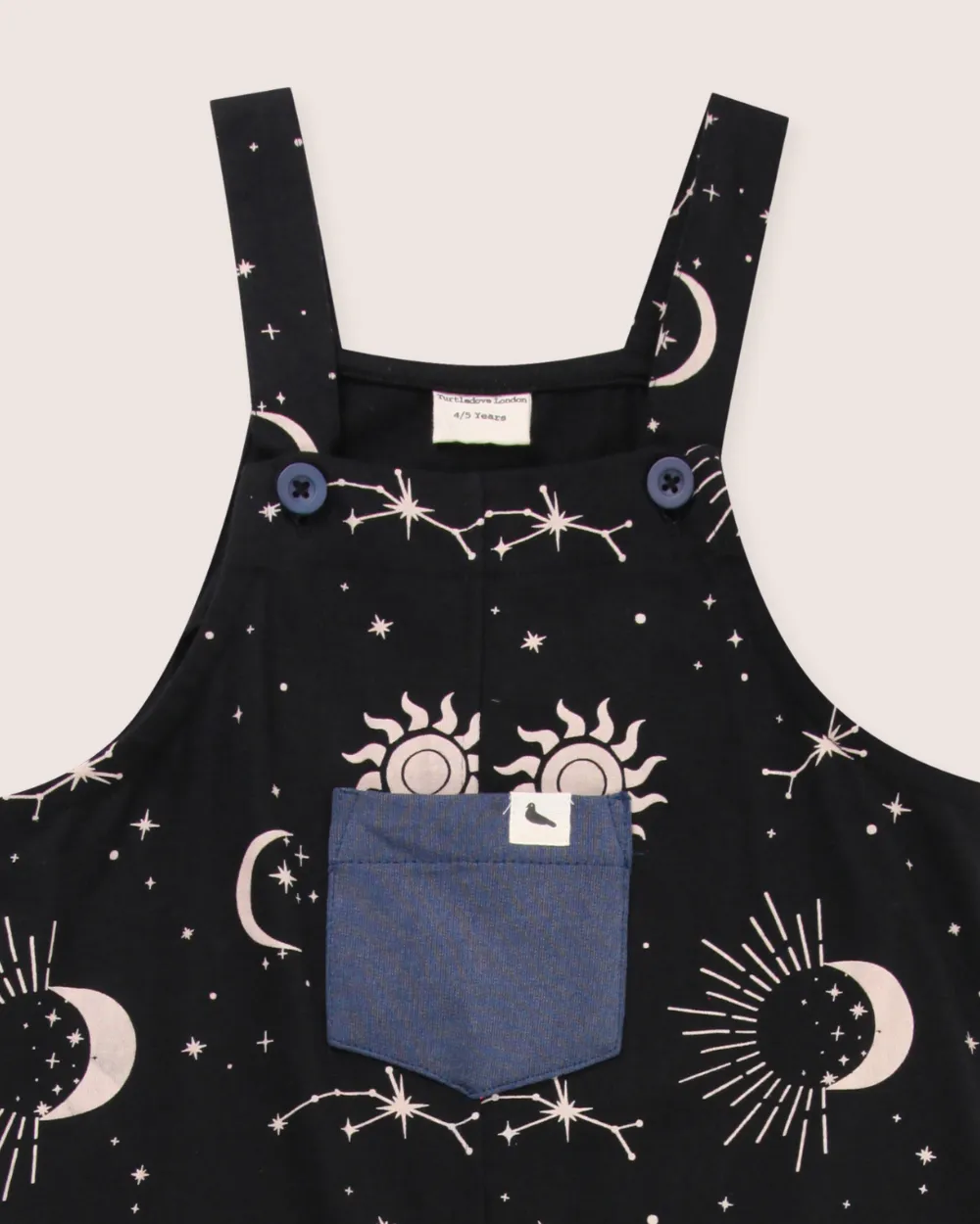 Black Celestial Print Dungarees