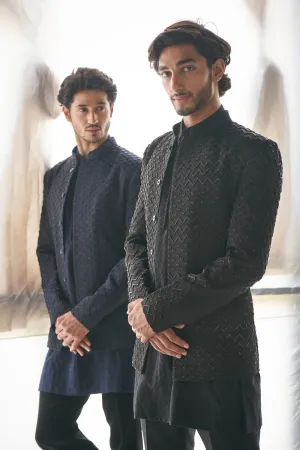 Black Chevron Bandhgala