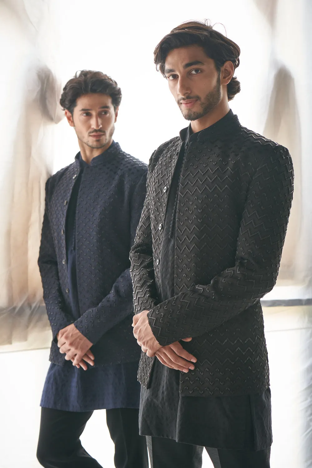Black Chevron Bandhgala