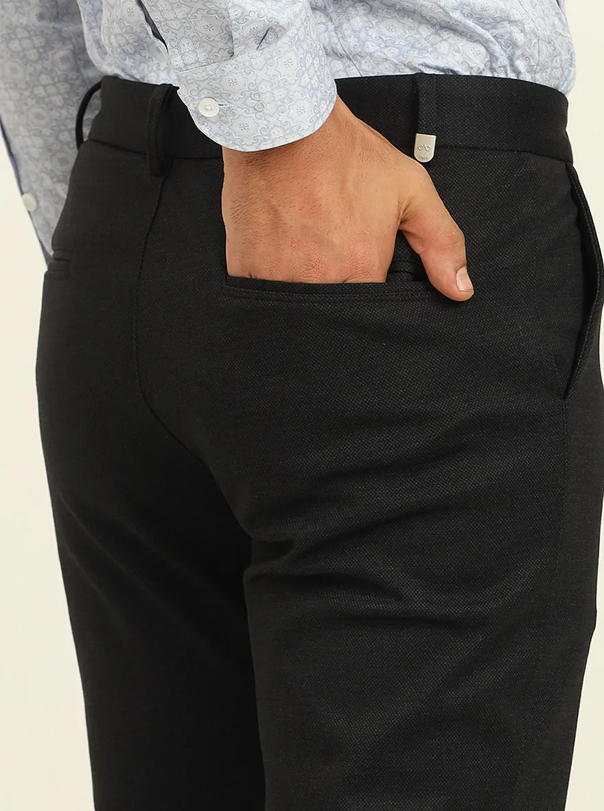 Black Solid Venice Fit Casual Trouser | JadeBlue