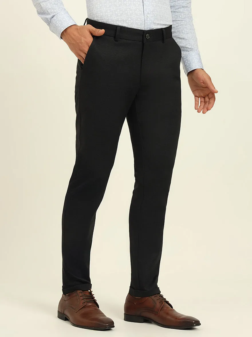 Black Solid Venice Fit Casual Trouser | JadeBlue