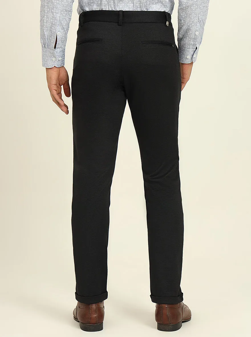 Black Solid Venice Fit Casual Trouser | JadeBlue