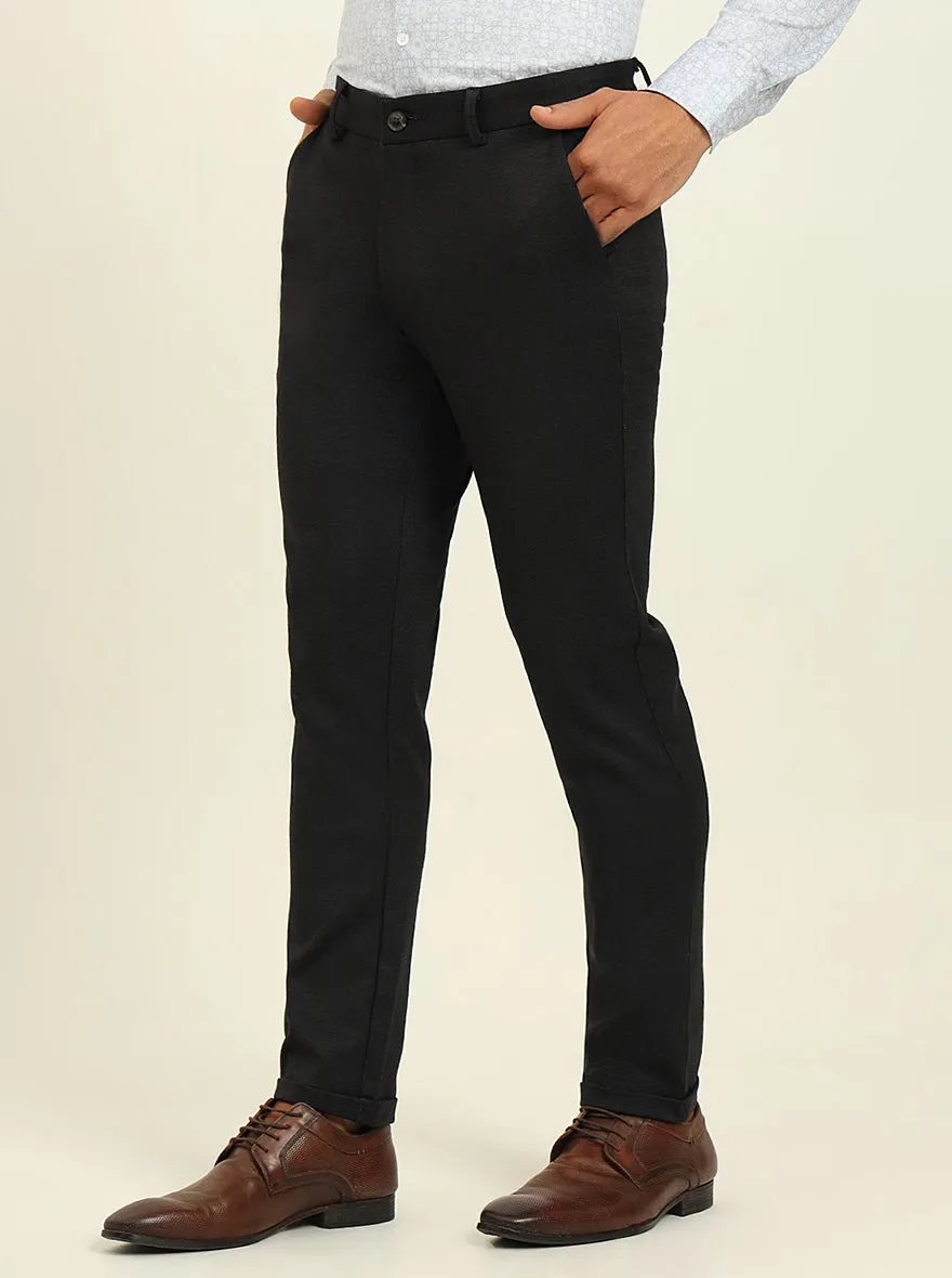 Black Solid Venice Fit Casual Trouser | JadeBlue