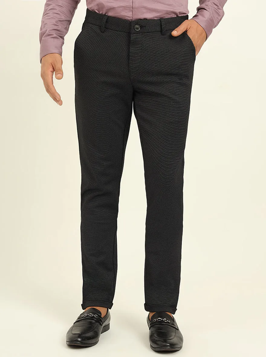 Black Solid Venice Fit Casual Trouser | JadeBlue