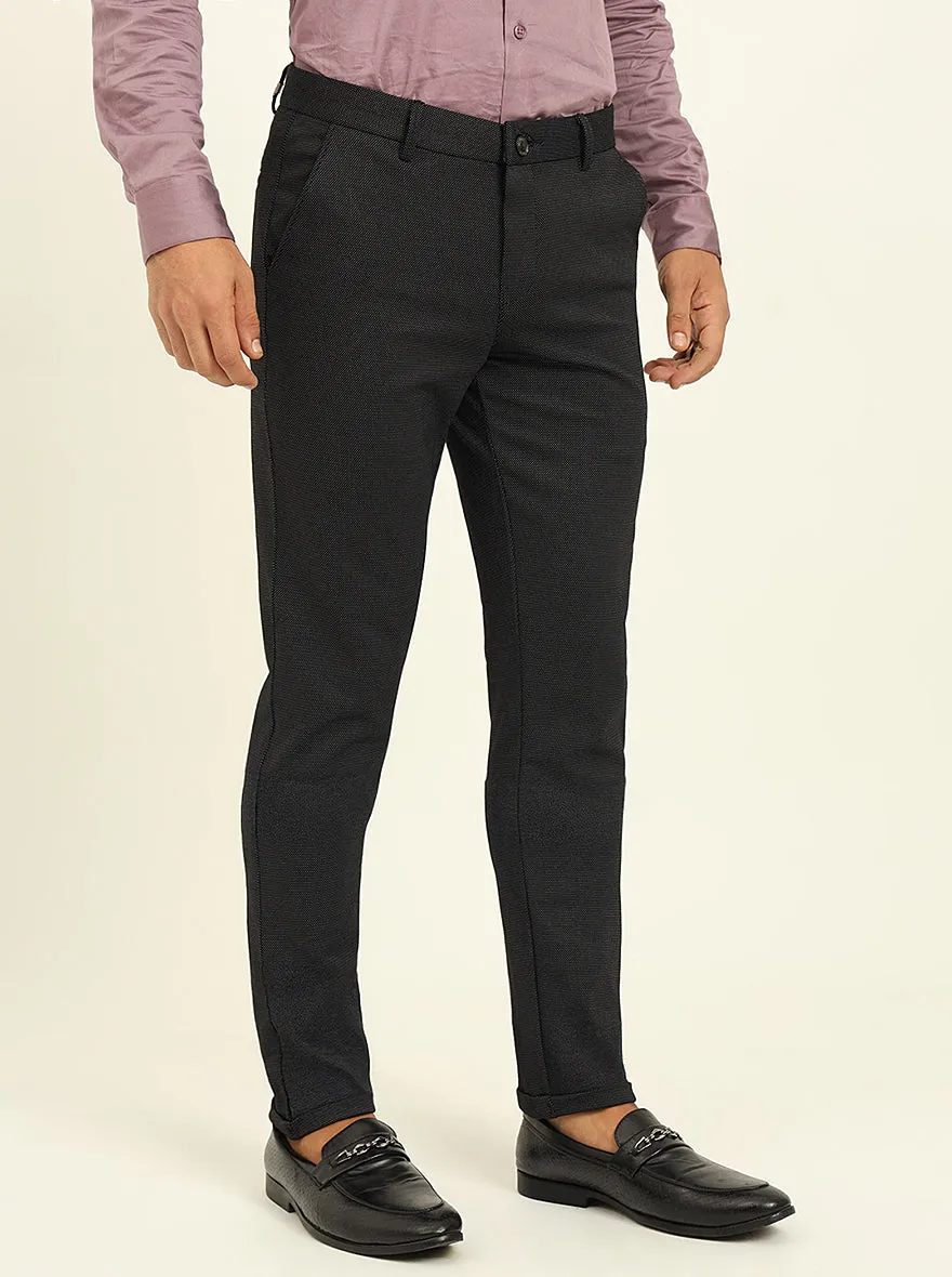 Black Solid Venice Fit Casual Trouser | JadeBlue
