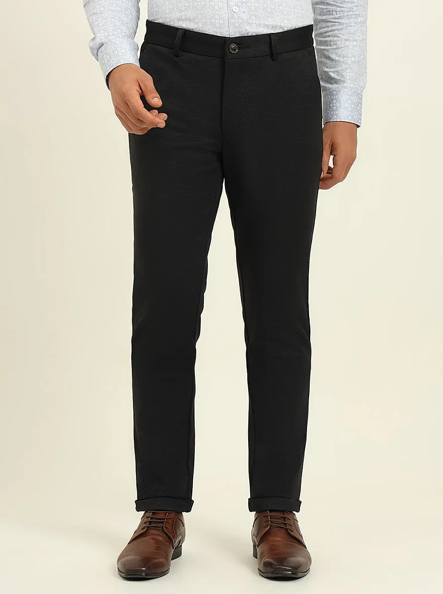 Black Solid Venice Fit Casual Trouser | JadeBlue