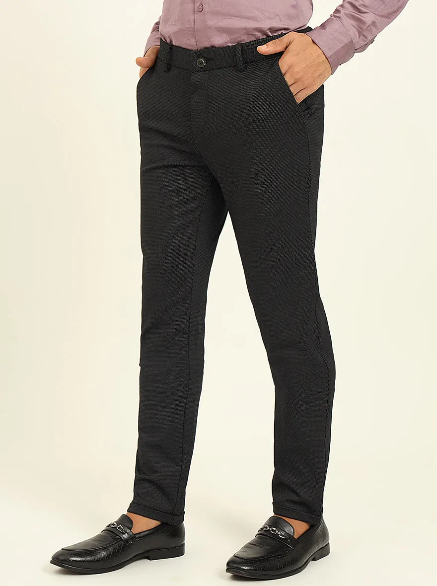 Black Solid Venice Fit Casual Trouser | JadeBlue