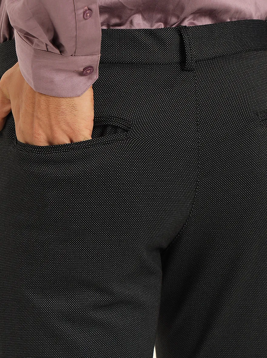 Black Solid Venice Fit Casual Trouser | JadeBlue