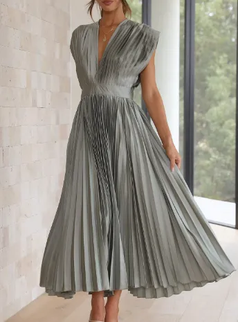 Bliss - Plain long dress with short sleeves