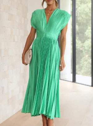 Bliss - Plain long dress with short sleeves