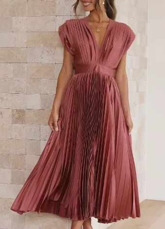 Bliss - Plain long dress with short sleeves