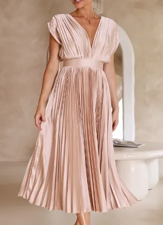 Bliss - Plain long dress with short sleeves