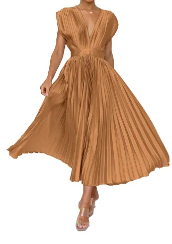 Bliss - Plain long dress with short sleeves