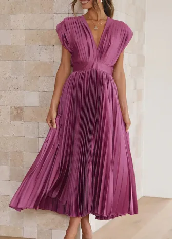 Bliss - Plain long dress with short sleeves