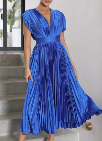 Bliss - Plain long dress with short sleeves