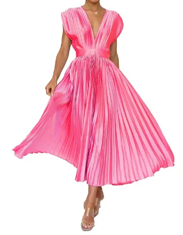 Bliss - Plain long dress with short sleeves